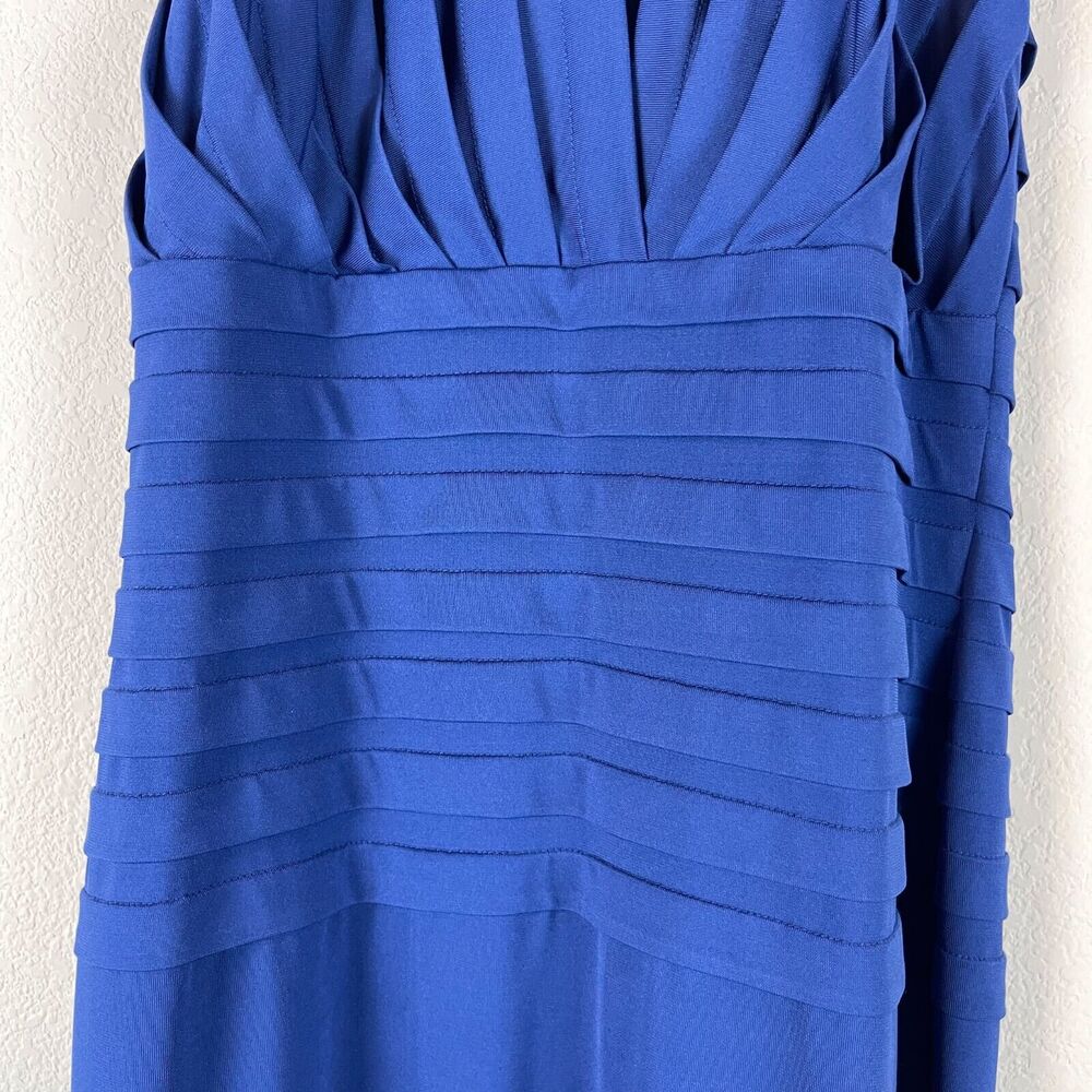 Tadashi Collection Halter Dress Womens Medium Blue Pleated Sleeveless Cocktail - Picture 4 of 15